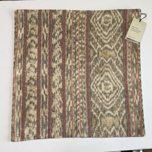 West Elm Diamondback Ikat Pillow Cover Camel Cotton 20" Square Zippered NEW